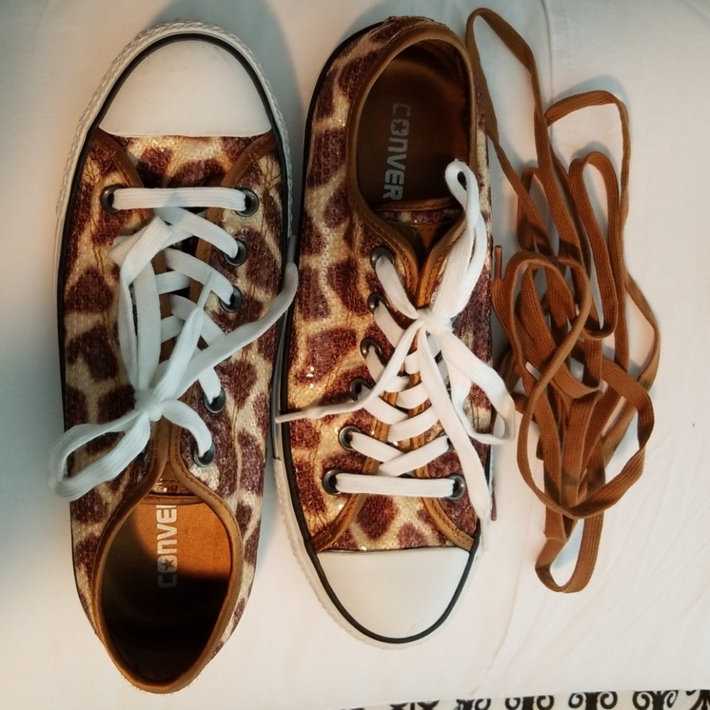 Sequin Giraffe Print Converse